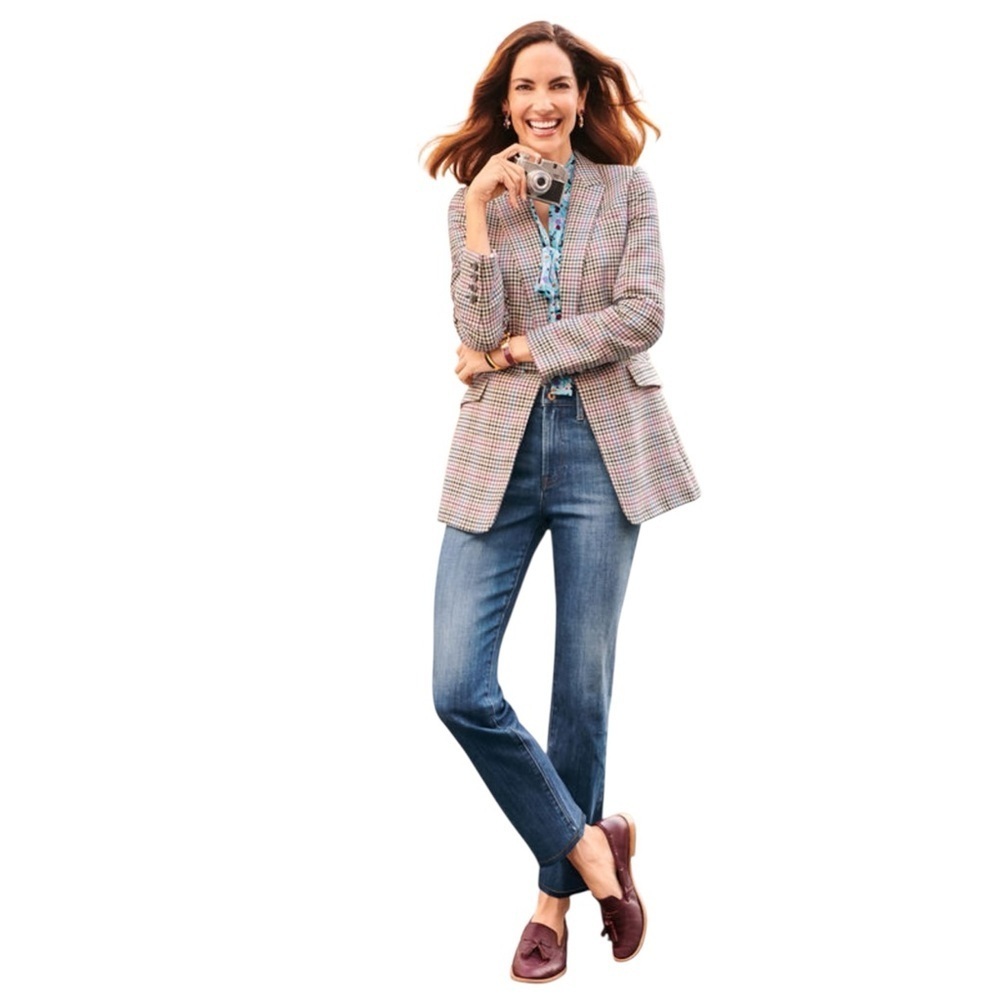 TALBOTS WOOL BLEND HOUNDSTOOTH CHECK PREPPY BLAZER 16P